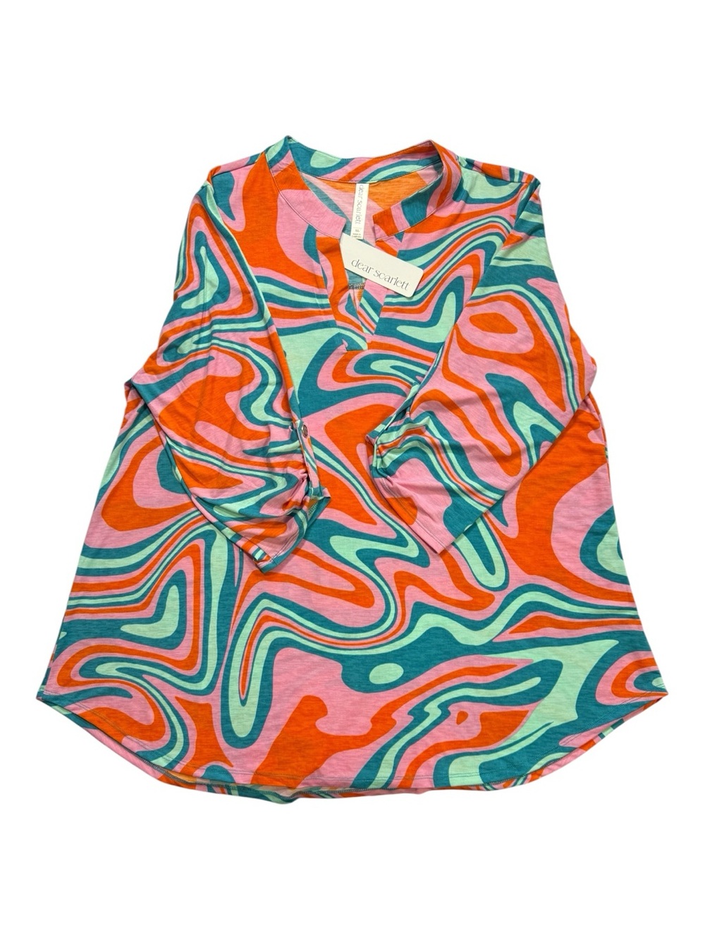Dear Scarlett Abstract Swirl Print Blouse Size XL NWT